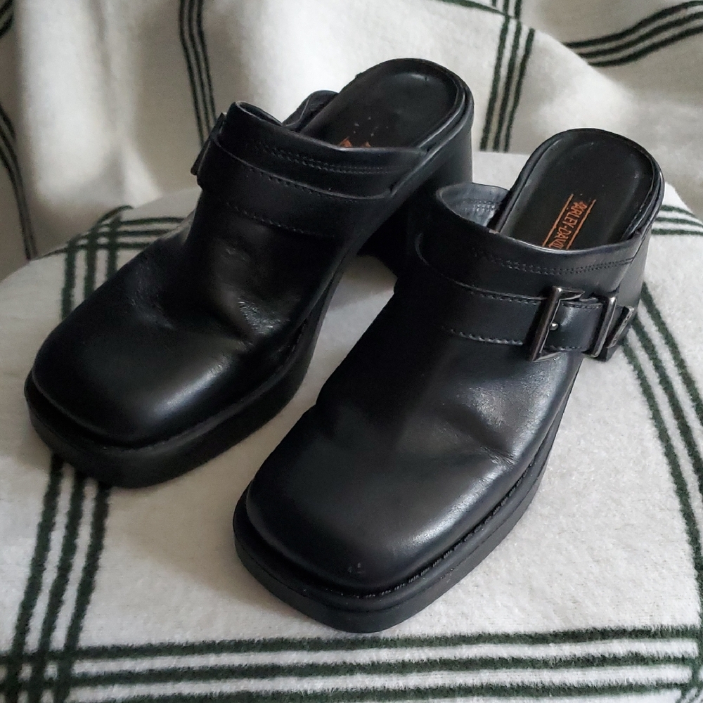 Harley-Davidson Black Leather Shoes with Orange Logo
